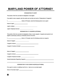 Maryland Power of Attorney Form