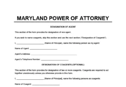 Maryland Power of Attorney Form