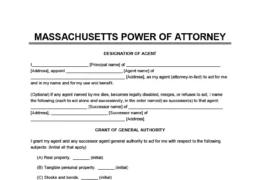 Massachusetts Power of Attorney Form