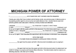 Michigan Power of Attorney Form
