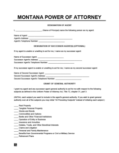 Free Montana Power of Attorney Forms | PDF &amp; Word