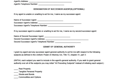 Montana general power of attorney form screenshot