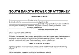 South Dakota power of attorney form