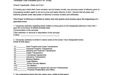 Tennessee power of attorney