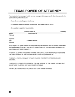 Free Texas General Power of Attorney Form | PDF & Word