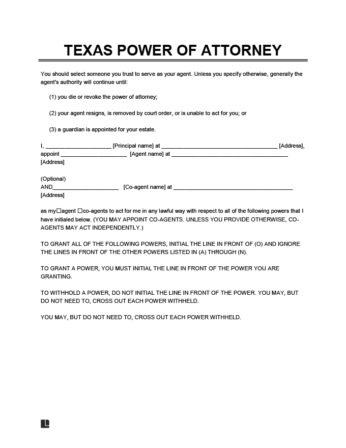 Free Texas Power Of Attorney Forms PDF Word Templates