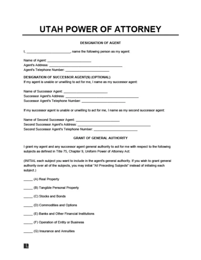 Utah power of attorney form