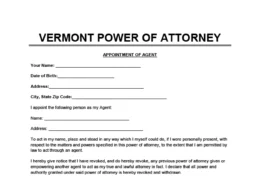 Vermont power of attorney form