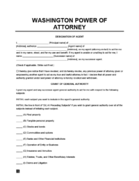 Washington power of attorney form