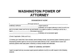 Washington power of attorney form