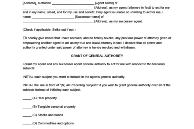 Washington power of attorney form