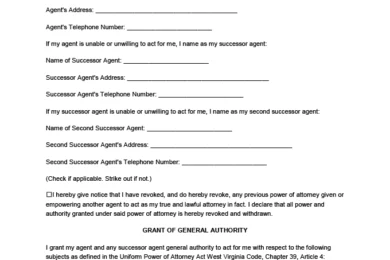 West Virginia power of attorney form