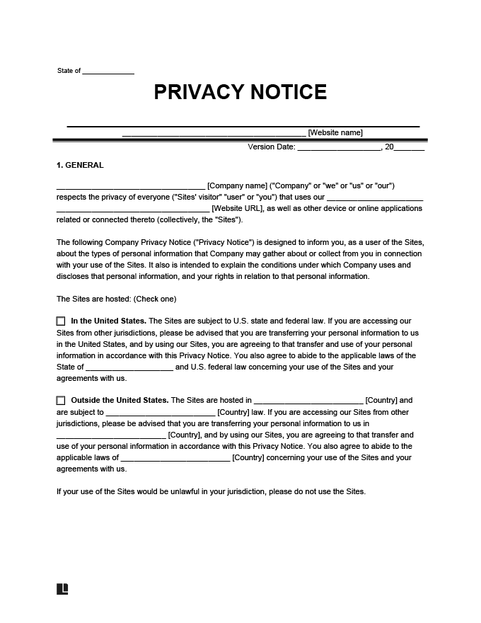 Privacy Policy example form