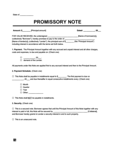 Free Promissory Note Template | PDF & Word