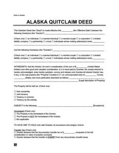 Free Alaska Quitclaim Deed Form PDF Word