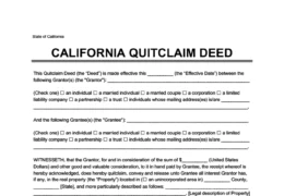California Quit Claim Deed Form