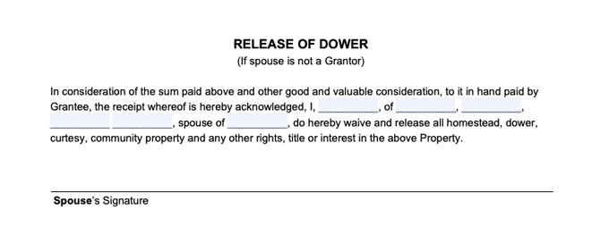 release of dower section of the Florida quitclaim deed