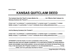 Kansas Quitclaim Deed Form