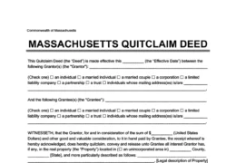 Massachusetts Quitclaim Deed