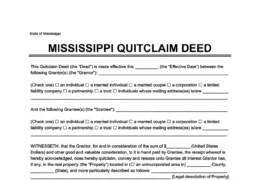 Mississippi Quitclaim Deed Form