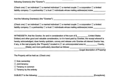 North Carolina quitclaim deed form