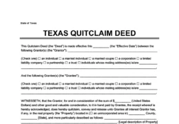Texas Quitclaim Deed Form