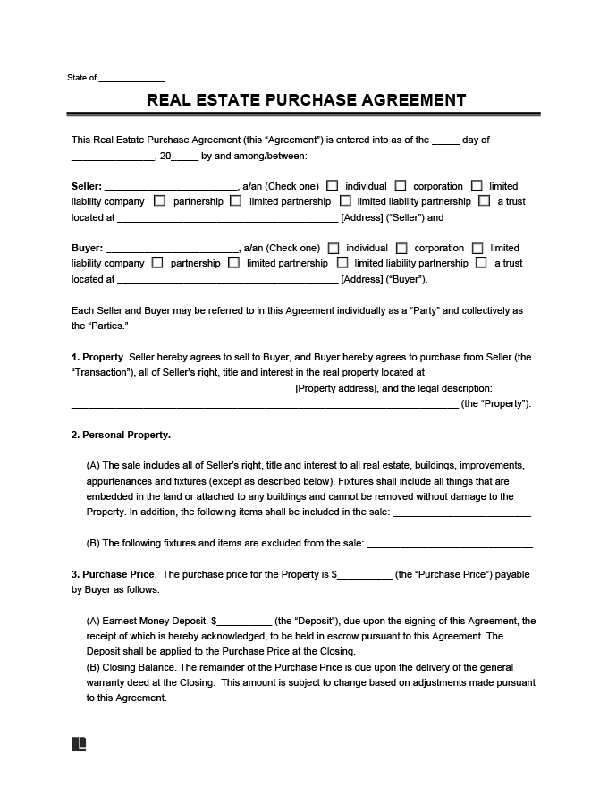 free-real-estate-purchase-agreement-template-pdf-word