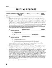 Example of a mutual liability waiver form