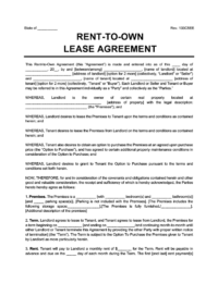 sample image of a lease purchase agreement also known as a rent to own agreement