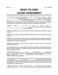 rent to own lease agreement template