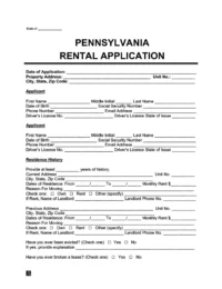 Pennsylvania rental application