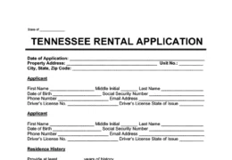 Tennessee Lease Rental Application Form