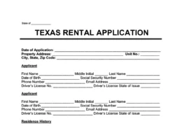 Texas Rental Application Form