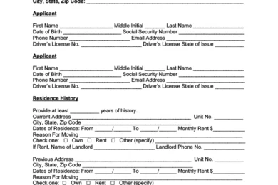 Texas Rental Application Form