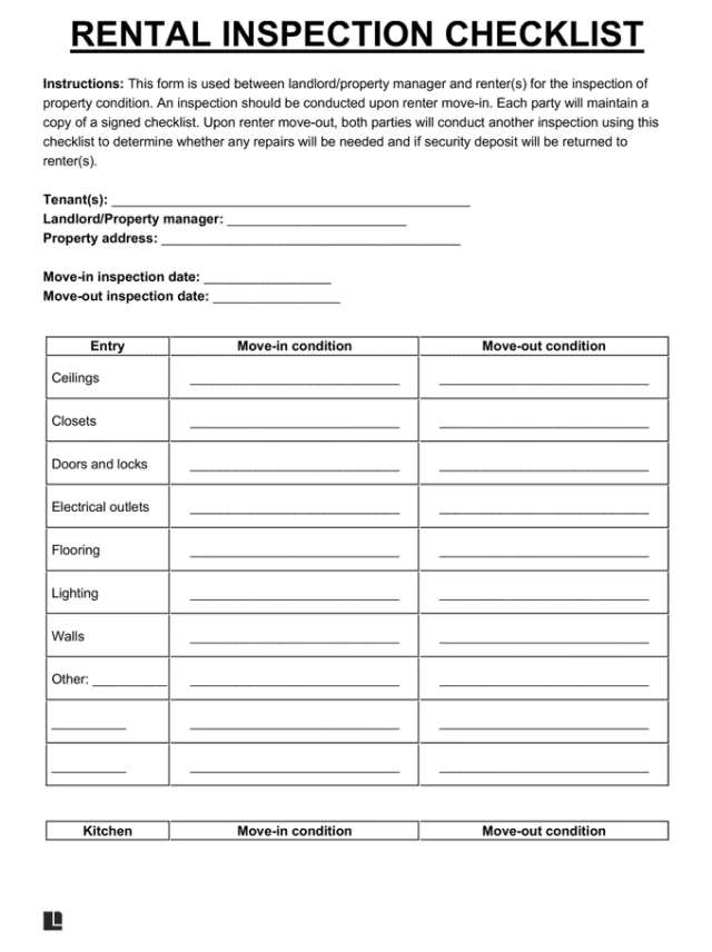 rental inspection checklist template