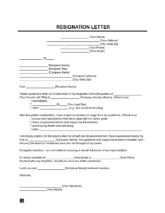 Resignation Letter Template