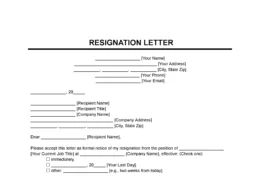 Resignation Letter Template