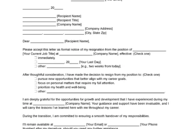 Resignation Letter Template