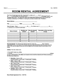Room Rental Agreement Template
