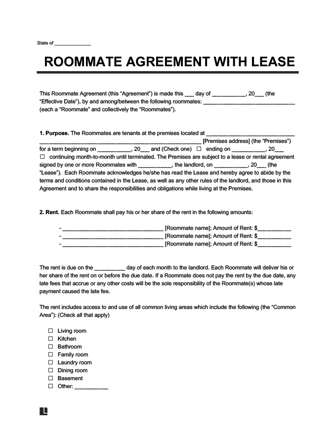 Roommate Agreement With Lease 