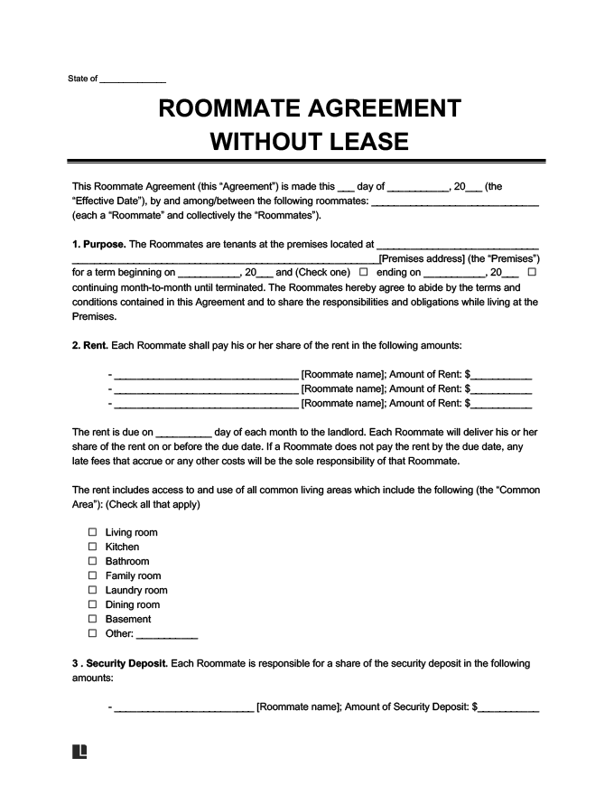Free Roommate Agreement Template PDF & Word