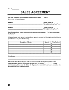 Free Sales Agreement Template | PDF &amp; Word