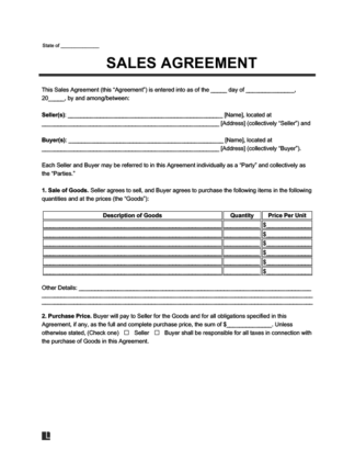 Free Sales Agreement Template | PDF & Word