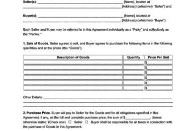 sales agreement template