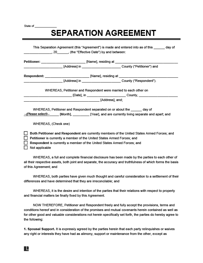 Free Separation Agreement Template Nz PRINTABLE TEMPLATES