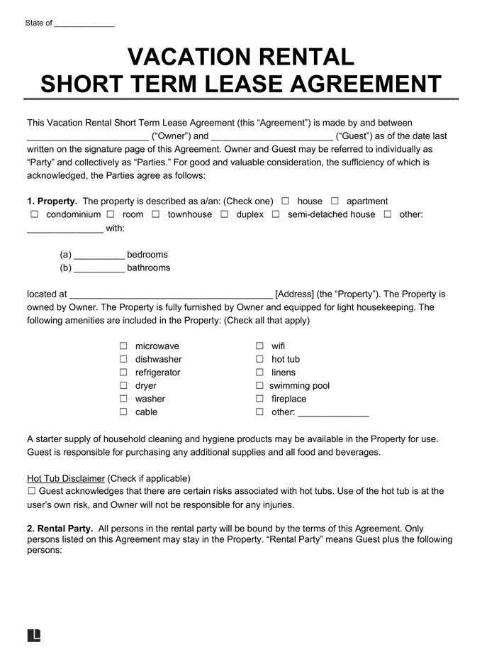 short term rental agreement word pdf legal templates