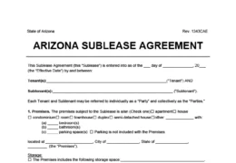 Arizona Sublease Agreement Template