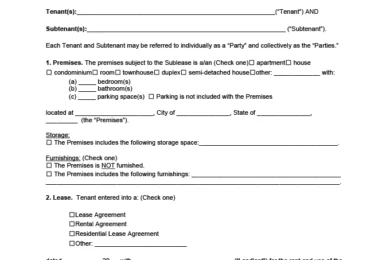 Arizona Sublease Agreement Template