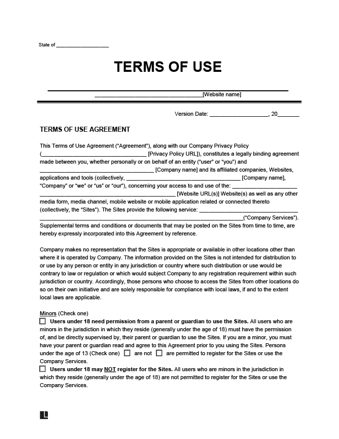 Terms Of Use Agreement Template