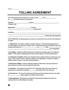 tolling agreement sample